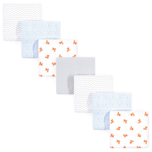 Luvable Friends Cotton Flannel Receiving Blankets, Fox 7-Pack