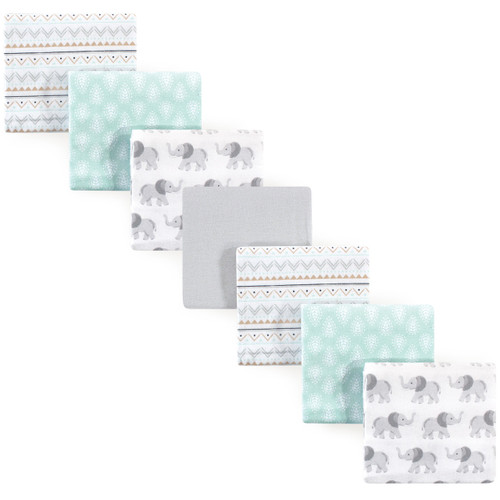 Hudson Baby Boy and Girl Flannel Receiving Blankets, Gray Elephant, 7-Pack