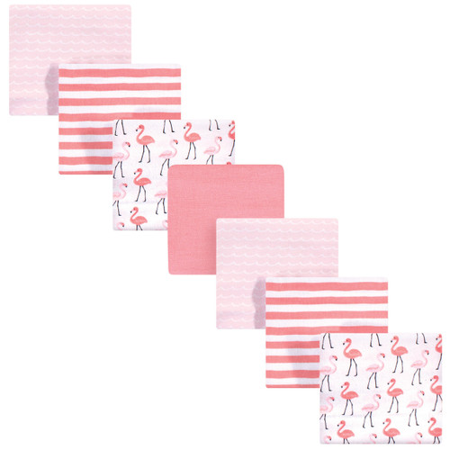 Hudson Baby Girl Flannel Receiving Blanket, Flamingos, 7-Pack