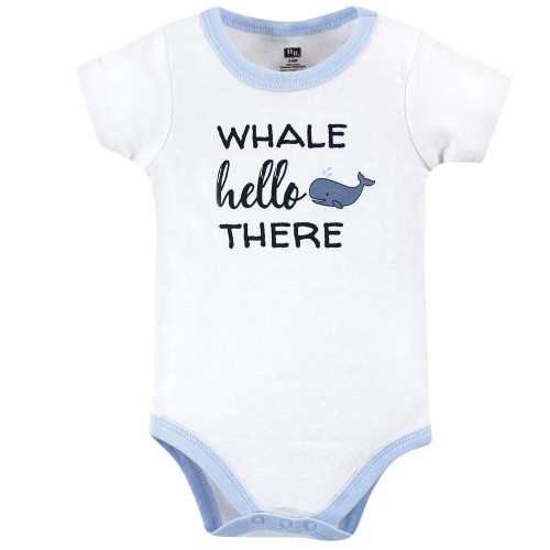 Hudson Baby Cotton Bodysuit, Shorts and Shoe Set, Whale Hello
