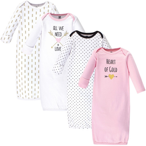 Hudson Baby Girl Gowns, 4-Pack, Heart