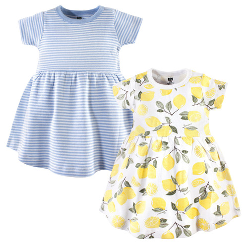 Hudson Baby Toddler Cotton Dress, Lemons, 2-Pack