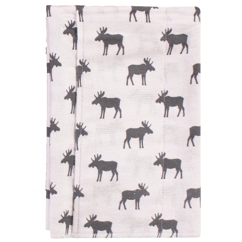 Hudson Baby Cotton Flannel Burp Cloths, Moose