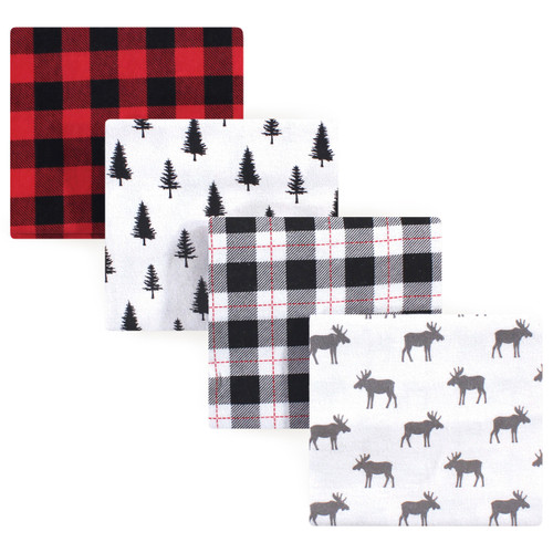 Hudson Baby Boy Flannel Receiving Blankets, Moose, 4-Pack