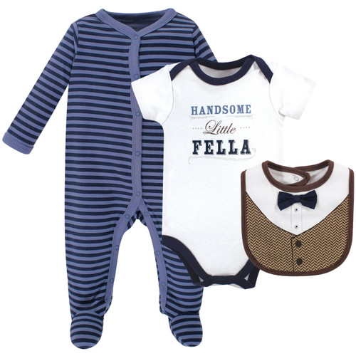 Little Treasure Sleep and Play, Bodysuit and Bib, Handsome Fella
