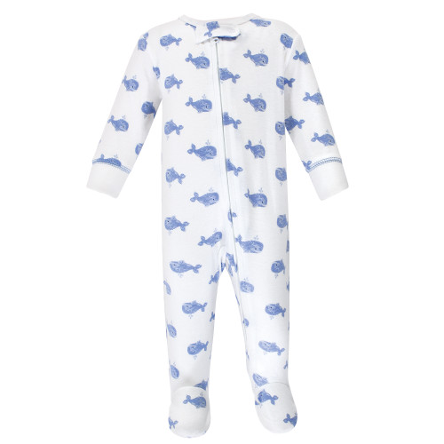 Hudson Baby Cotton Sleep and Play, Blue Whales