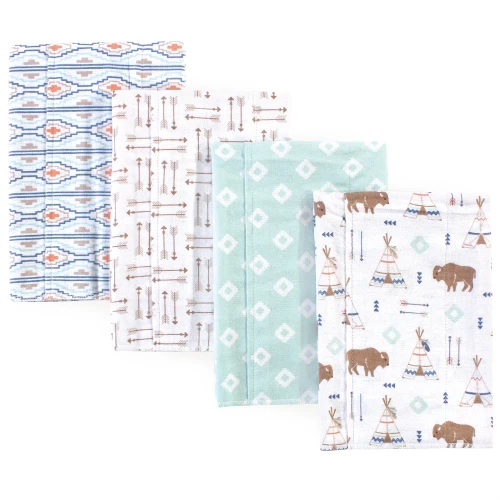 Hudson Baby Cotton Flannel Burp Cloths, Teepee