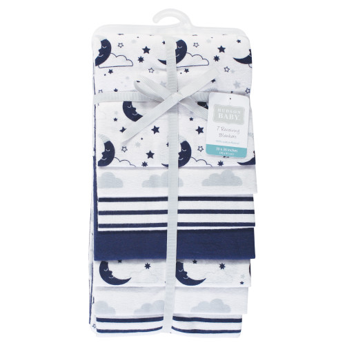 Hudson Baby Cotton Flannel Receiving Blankets Bundle, Moon