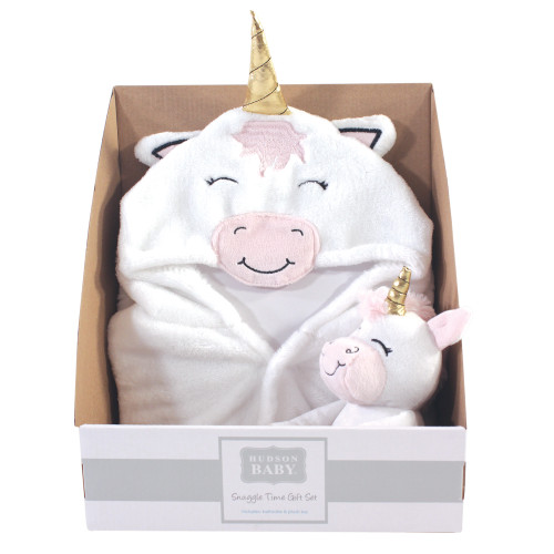 Hudson Baby Plush Bathrobe and Toy Set, Modern Unicorn