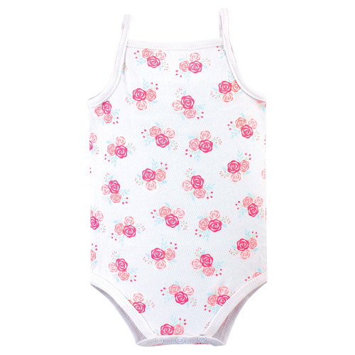 Hudson Baby Cotton Sleeveless Bodysuits, Pink Happy Camper