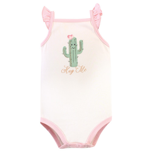 Hudson Baby Cotton Sleeveless Bodysuits, Pink Cactus