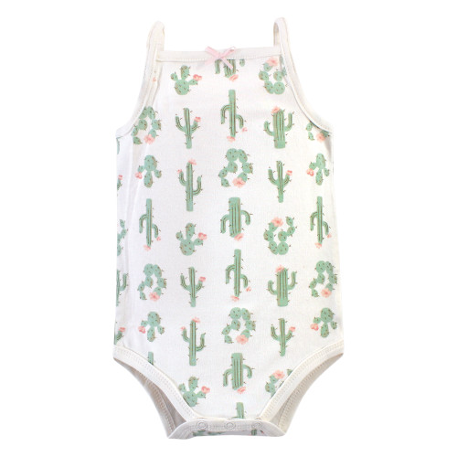 Hudson Baby Cotton Sleeveless Bodysuits, Pink Cactus