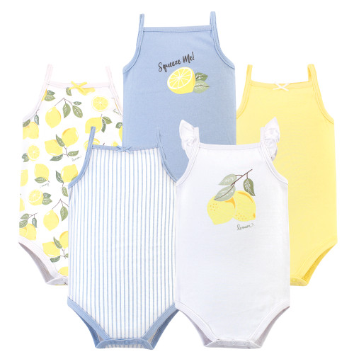 Hudson Baby Cotton Sleeveless Bodysuits, Lemon