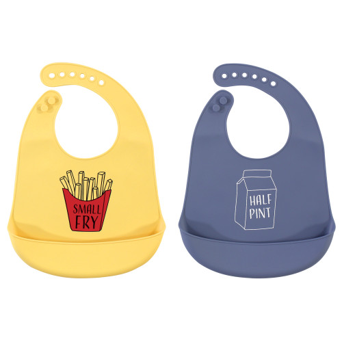 Hudson Baby Boy and Girl Silicone Bib 2-Pack, Small Fry, One Size