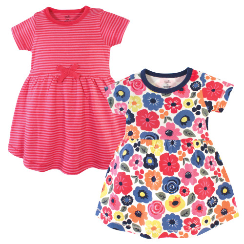 Touched By Nature Girl Organic Cotton Dress 2-Pack, Bright Flower
