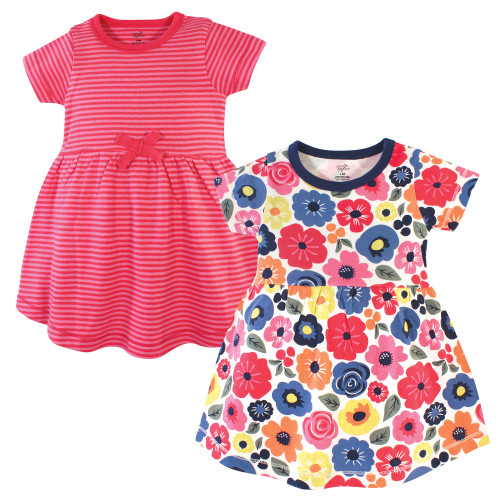 Touched By Nature Girl Toddler Organic Cotton Dress 2-Pack, Bright Flower