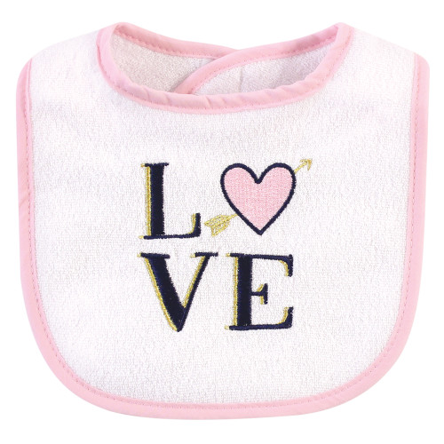 Hudson Baby Cotton Terry Bib and Burp Cloth Set, Love