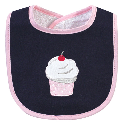 Hudson Baby Cotton Terry Bib and Burp Cloth Set, Cupcake