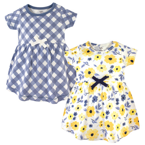 Touched By Nature Girl Toddler Organic Cotton Dress 2-Pack, Yellow Garden