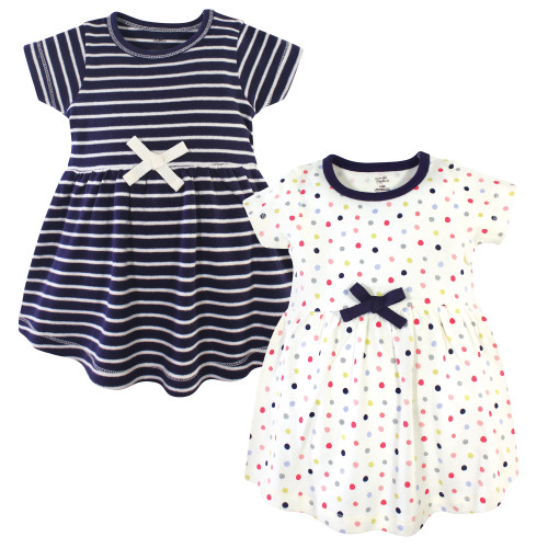 Touched By Nature Girl Organic Cotton Dress 2-Pack, Colorful Dot