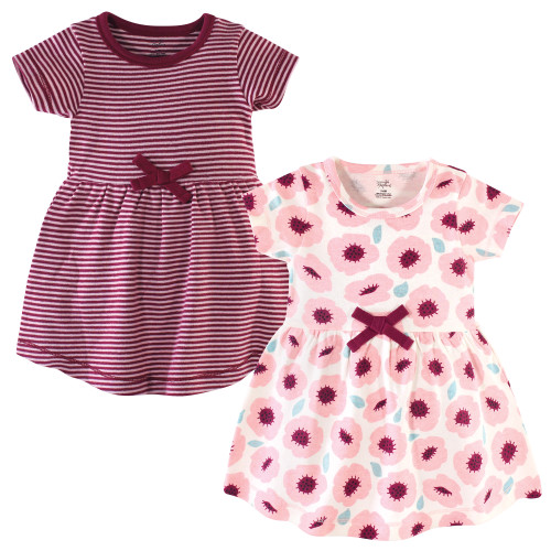Touched By Nature Girl Organic Cotton Dress 2-Pack, Blush Blossom