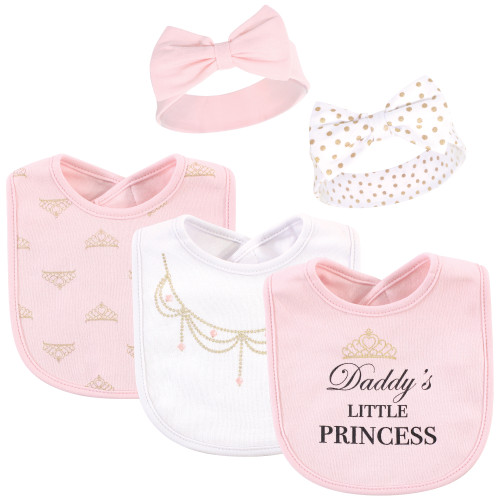 Little Treasure Girl Bib and Headband 5-Piece Set, Daddy's Princess