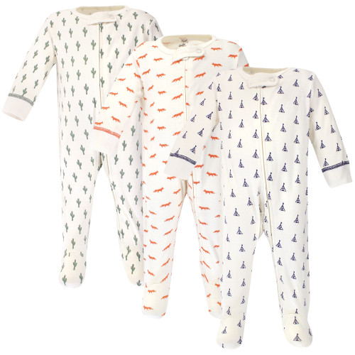 Touched By Nature Boy and Girl Organic Sleep and Play 3-Pack, Prints Tribal