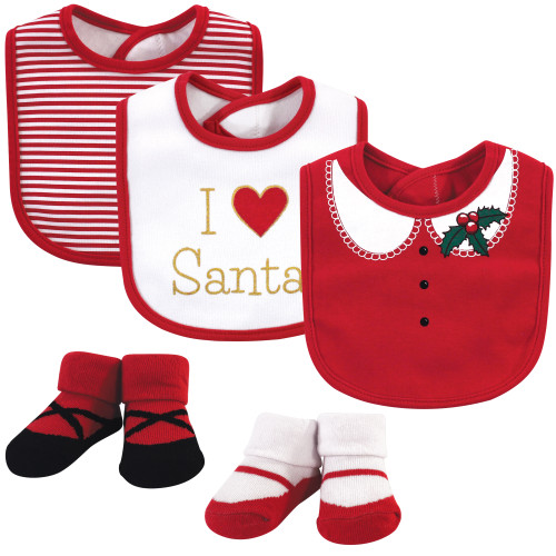 Little Treasure Cotton Bib and Sock Set, Heart