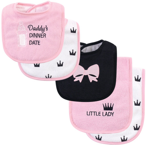 Hudson Baby Girl Bib and Burp Cloth Set 5-Piece, Dinner Date