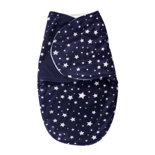Hudson Baby Plush Swaddle Wrap, Navy Star