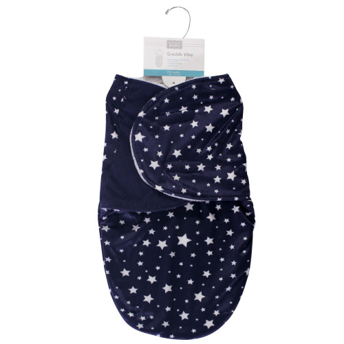 Hudson Baby Plush Swaddle Wrap, Navy Star