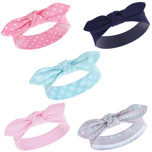 Hudson Baby Girl Headbands 5-Pack, Winter Holiday