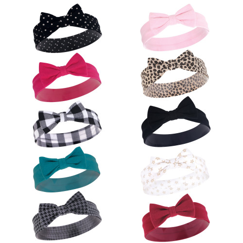 Hudson Baby Girl Headbands 10-Pack, Fashion Prints