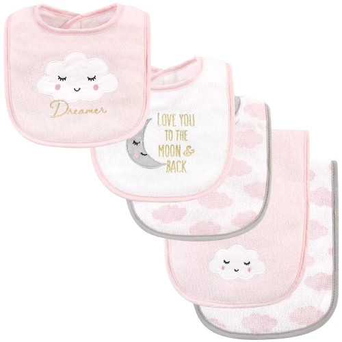 Hudson Baby Cotton Terry Bib and Burp Cloth Set, Dreamer