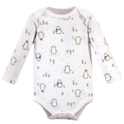 Hudson Baby Cotton Long-Sleeve Bodysuits, Gray Penguin 5-Pack