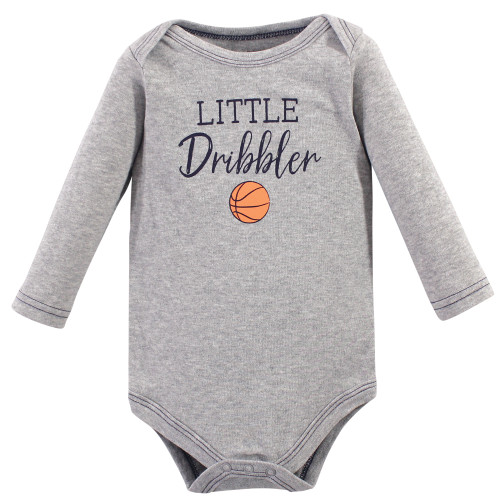 Hudson Baby Cotton Long-Sleeve Bodysuits, Basketball
