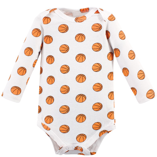 Hudson Baby Cotton Long-Sleeve Bodysuits, Basketball