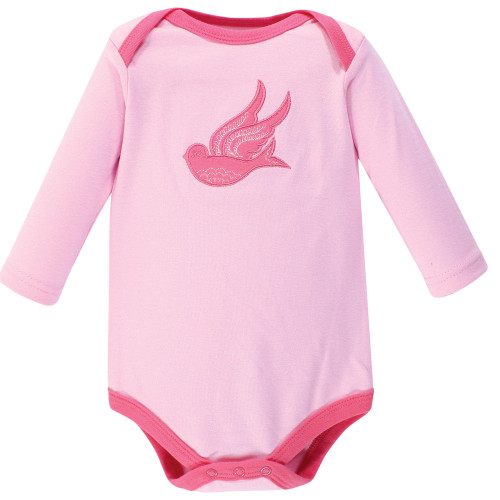 Hudson Baby Cotton Long-Sleeve Bodysuits, Bird Cage