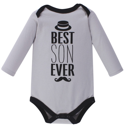 Hudson Baby Cotton Long-Sleeve Bodysuits, Handsome Little Man