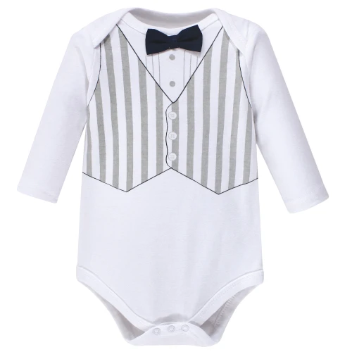 Hudson Baby Cotton Long-Sleeve Bodysuits, Handsome Little Man