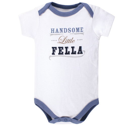Little Treasure Cotton Bodysuit, Pant and Shoe Set, Handsome Fella Short-Sleeve