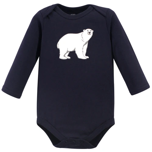 Hudson Baby Cotton Long-Sleeve Bodysuits, Polar Bear 5-Pack