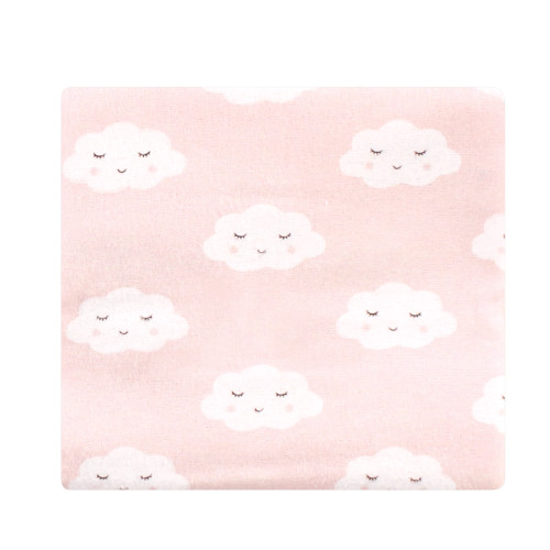 Hudson Baby Cotton Flannel Receiving Blankets Bundle, Pink Clouds