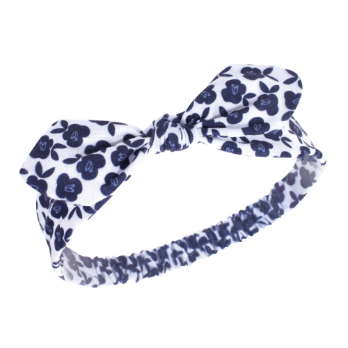 Hudson Baby Cotton and Synthetic Headbands, Blue Floral