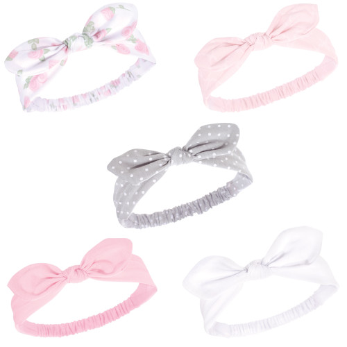 Hudson Baby Cotton and Synthetic Headbands, Pink Rose