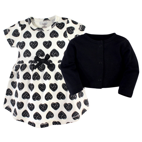 Touched by Nature Toddler Organic Cotton Dress and Cardigan Set, Heart