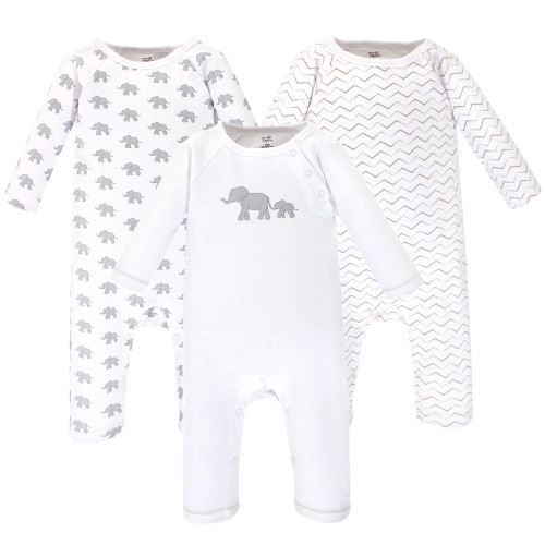 Touched By Nature Boy and Girl Organic Cotton Coveralls, Marching Elephant