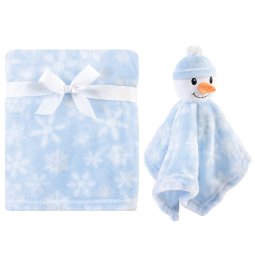 Hudson Baby Boy and Girl Unisex Baby Plush Blanket with Security Blanket, Snowman 2-Piece, One Size