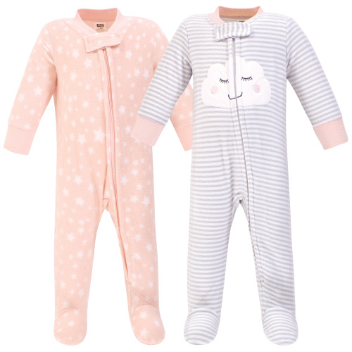 Hudson Baby Fleece Sleep and Play 2Pack, Pink Penguin Baby and