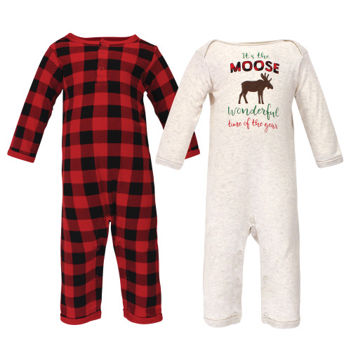 Hudson Baby Boy Coveralls 2-Pack, Moose Wonderful Time